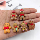 10pcs Gingerbread Man Charms Resin Biscuit Pendant DIY Earrings