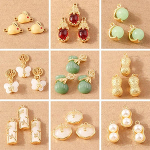 10pcs Gemstone Jade Animal Charms for DIY Jewelry Making
