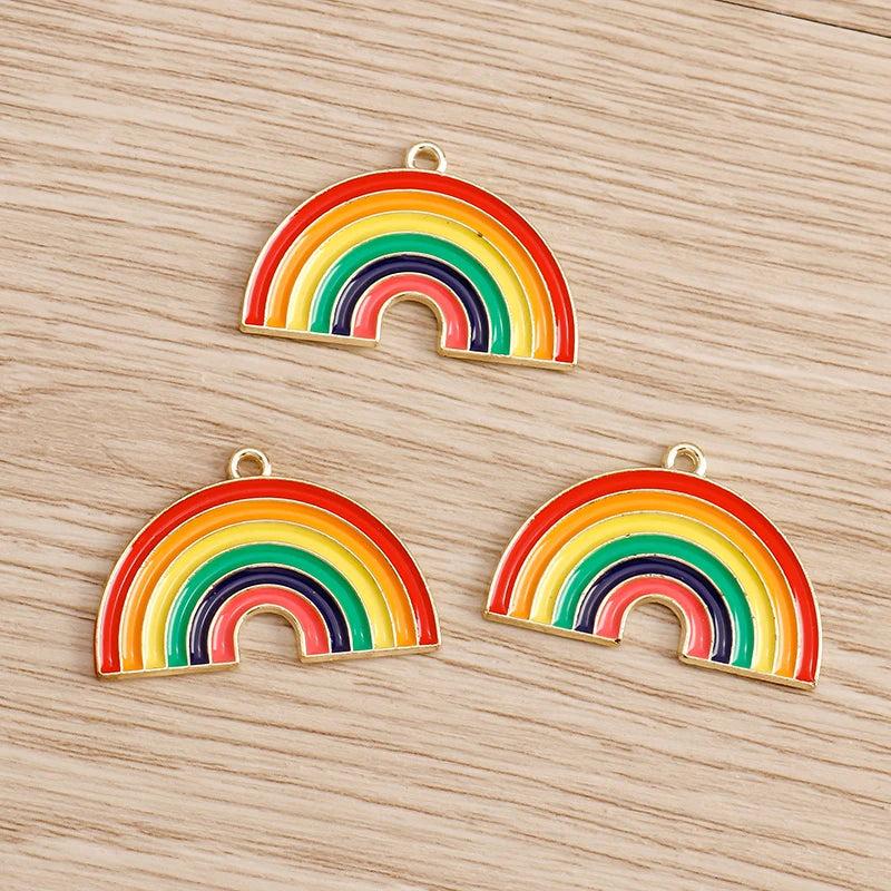10pcs Enamel Rainbow Charms Pendants Jewelry Making Earrings Necklace DIY