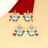 10pcs Chinese Enamel Dragon Lion Dance Charms for Jewelry Making