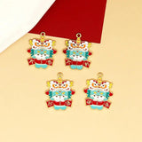 10pcs Chinese Enamel Dragon Lion Dance Charms for Jewelry Making