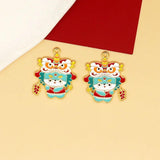 10pcs Chinese Enamel Dragon Lion Dance Charms for Jewelry Making