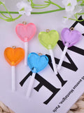 Y2k Bling Glitter Heart Lollipop Resin Charms 10pcs