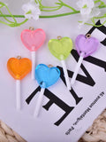 Y2k Bling Glitter Heart Lollipop Resin Charms 10pcs