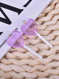 Y2k Bling Glitter Heart Lollipop Resin Charms 10pcs
