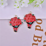 10pcs Mama Flower Enamel Charms Pendant DIY Earring Keychain Making