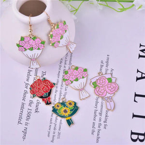 10pcs Mama Flower Enamel Charms Pendant DIY Earring Keychain Making