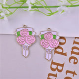 10pcs Mama Flower Enamel Charms Pendant DIY Earring Keychain Making