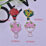 10pcs Mama Flower Enamel Charms Pendant DIY Earring Keychain Making