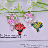 10pcs Mama Flower Enamel Charms Pendant DIY Earring Keychain Making