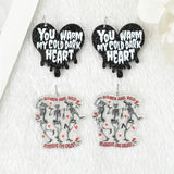 8Pcs Valentine Charms Acrylic Heart Skull Pendant DIY Accessories
