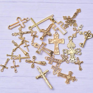25pcs/Lot Metal Jesus Cross Pendant Charms For DIY Jewelry Making Supplies