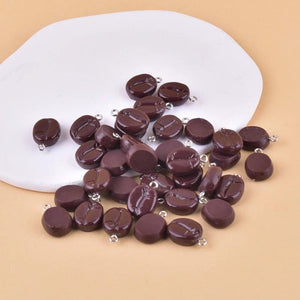 10pcs/pack Coffee Bean Resin Charms for DIY Jewelry Making