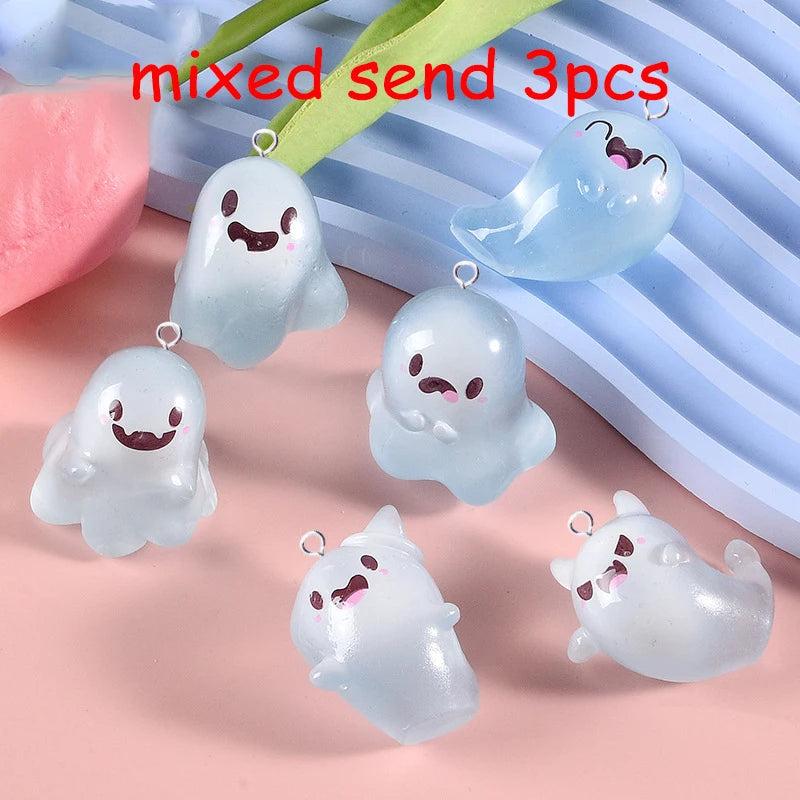 3pcs Ghost Charms Noctilucent Halloween Pendant DIY Findings