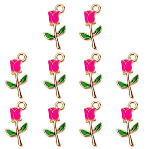 20Pcs Sweet Romantic Rose Flower Pendant Charm for Jewelry Making