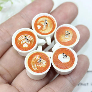10Pcs Resin Coffee Cup Pendant DIY Jewelry Earrings Keychain Accessory