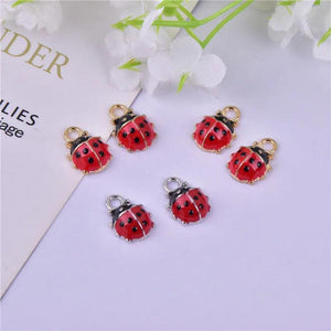 10pcs 3D Style Ladybug Animal Metal Enamel Charms for DIY Jewelry