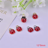 10pcs 3D Style Ladybug Animal Metal Enamel Charms for DIY Jewelry