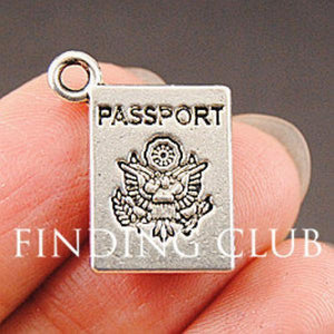 30 pcs Silver PASSPORT Charm 15x18mm for DIY Jewelry Making