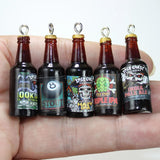 10Pcs 3D Beer Bottle Charm Resin Alcohol Pendant DIY Jewelry Making