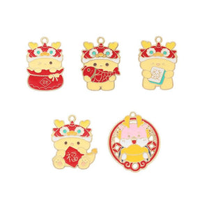 10pcs Chinese Zodiac Dragon Enamel Charms for DIY Jewelry Making