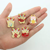 10pcs Chinese Zodiac Dragon Enamel Charms for DIY Jewelry Making