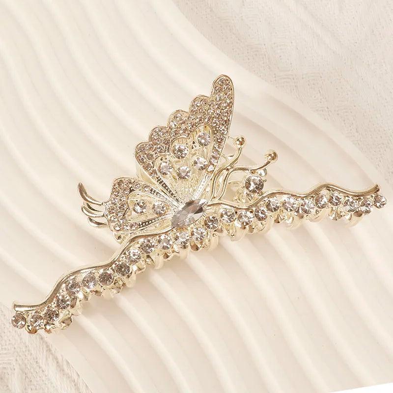 Rhinestone Butterfly Hair Clip Ponytail Claw Clip Shark Clip