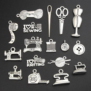 30pcs Mix Sewing Machine Charms Tape Measure Pendant DIY Findings