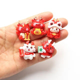 6pcs Year of the Dragon Baby Charms Red Lucky Animal Pendant DIY Jewelry