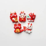 6pcs Year of the Dragon Baby Charms Red Lucky Animal Pendant DIY Jewelry