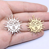 5pcs Stainless Steel Sun Jewelry Charms Pendant DIY Handcraft