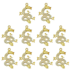 10pcs Bling Crystal Dragon Charms for DIY Jewelry Making