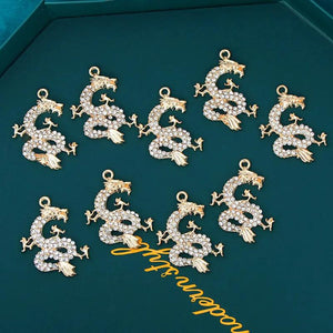 10pcs Bling Crystal Dragon Charms for DIY Jewelry Making