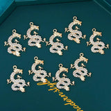 10pcs Bling Crystal Dragon Charms for DIY Jewelry Making