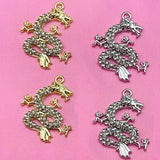10pcs Bling Crystal Dragon Charms for DIY Jewelry Making