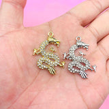 10pcs Bling Crystal Dragon Charms for DIY Jewelry Making