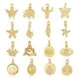 3pcs Brass CZ Tree Crown Charm for DIY Jewelry