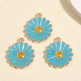 10pcs Sunflower Charms Enamel Pendant DIY Jewelry Making Accessories