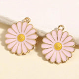 10pcs Sunflower Charms Enamel Pendant DIY Jewelry Making Accessories