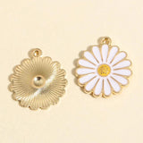10pcs Sunflower Charms Enamel Pendant DIY Jewelry Making Accessories