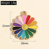10pcs Sunflower Charms Enamel Pendant DIY Jewelry Making Accessories
