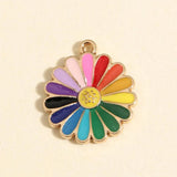 10pcs Sunflower Charms Enamel Pendant DIY Jewelry Making Accessories