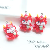 10Pcs Cartoon Dragon Charms Resin Flatback Pendants DIY Jewelry Keychain Accesso
