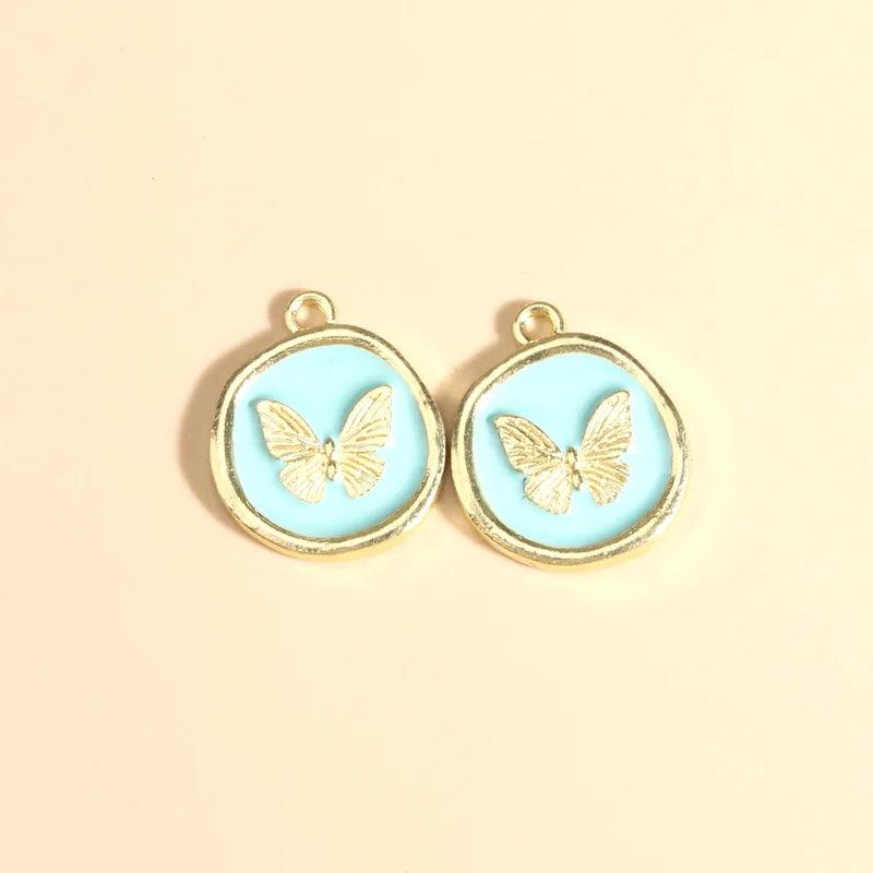 10pcs Enamel Butterfly Charms for Necklace Key Chains DIY Jewelry