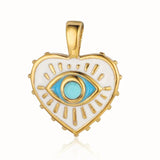 3pcs Evil Eye Rainbow Rhinestone Stainless Steel DIY Charm Necklace Pendant