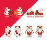 10pcs Chinese Rabbit Happy Year Lion Enamel DIY Charms for Jewelry