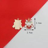 10pcs Chinese Rabbit Happy Year Lion Enamel DIY Charms for Jewelry