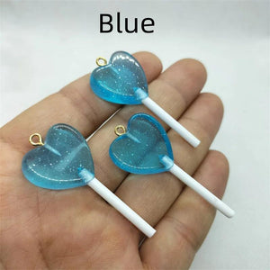 10pcs Resin Heart Lollipop Charms DIY Jewelry Making Crafts
