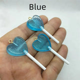 10pcs Resin Heart Lollipop Charms DIY Jewelry Making Crafts