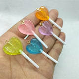 10pcs Resin Heart Lollipop Charms DIY Jewelry Making Crafts